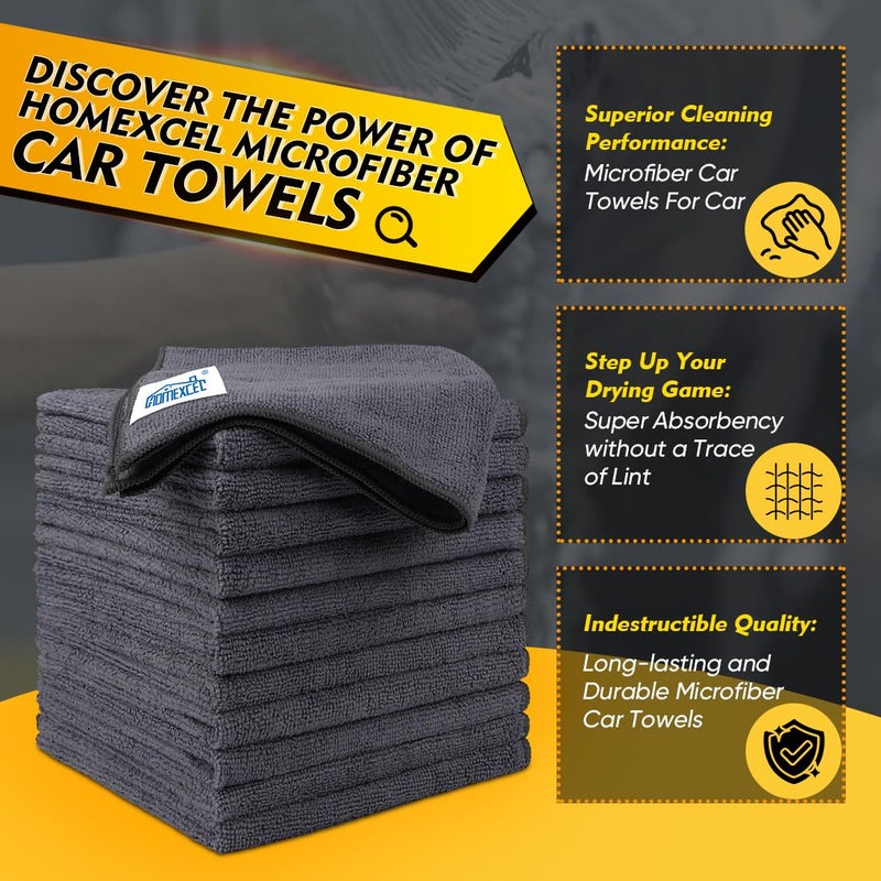 HOMEXCEL Grey Microfiber Cleaning Cloth 20 Pack 11.5 x 11.5 inch Microfiber Towels for Cars Ultra Absorbent Car Washing Cloth Lint Free Streak Free Cleaning Rags for Car Kitchen Window - Image 2